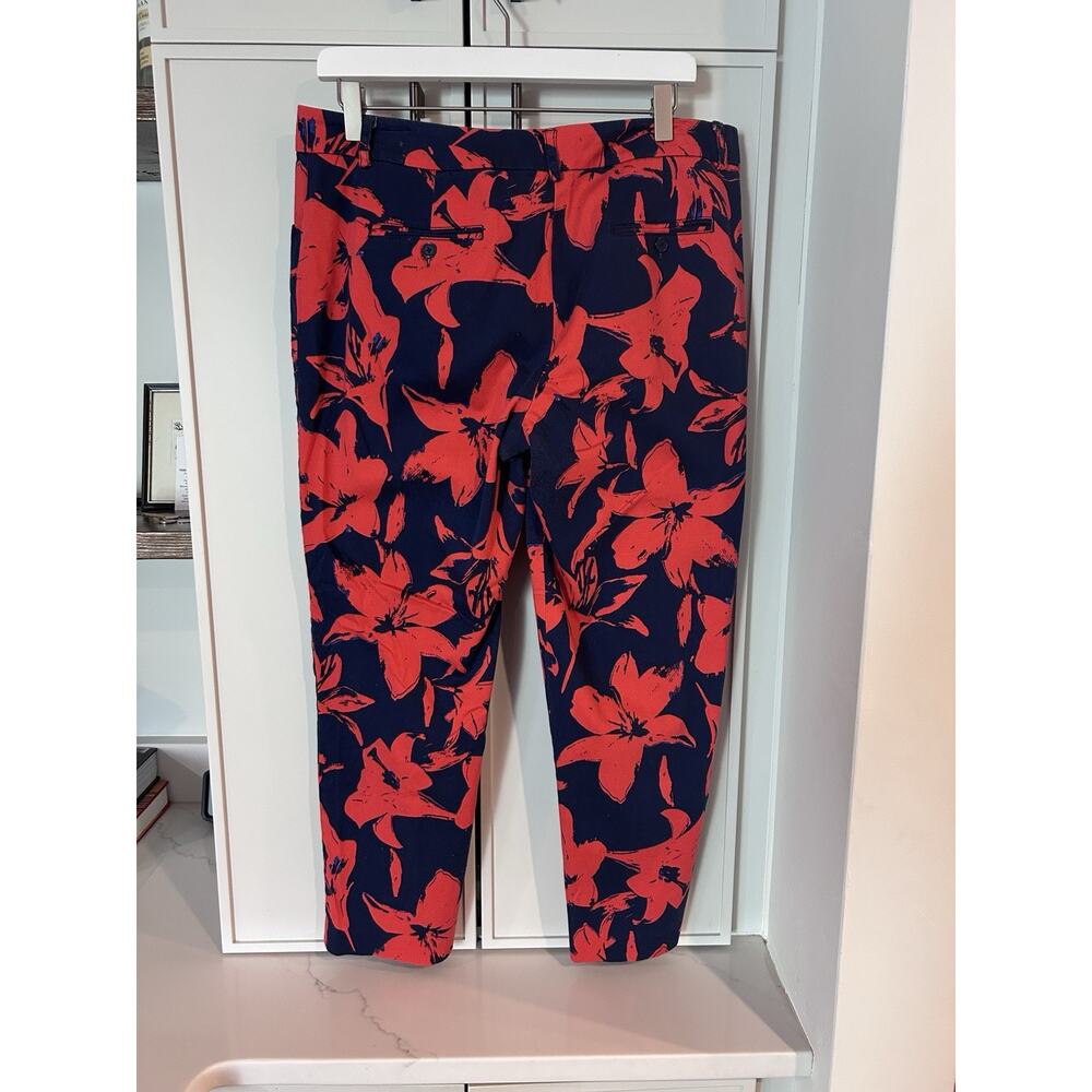 Zac & Rachel (8)‎ Ladies Floral Trousers Pants Blue withe red lillies Mid Rise - Picture 6 of 6